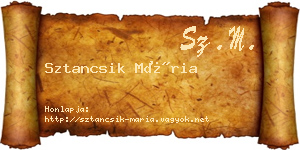 Sztancsik Mária névjegykártya