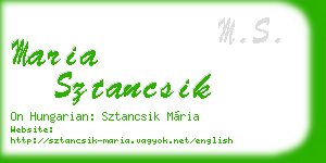 maria sztancsik business card